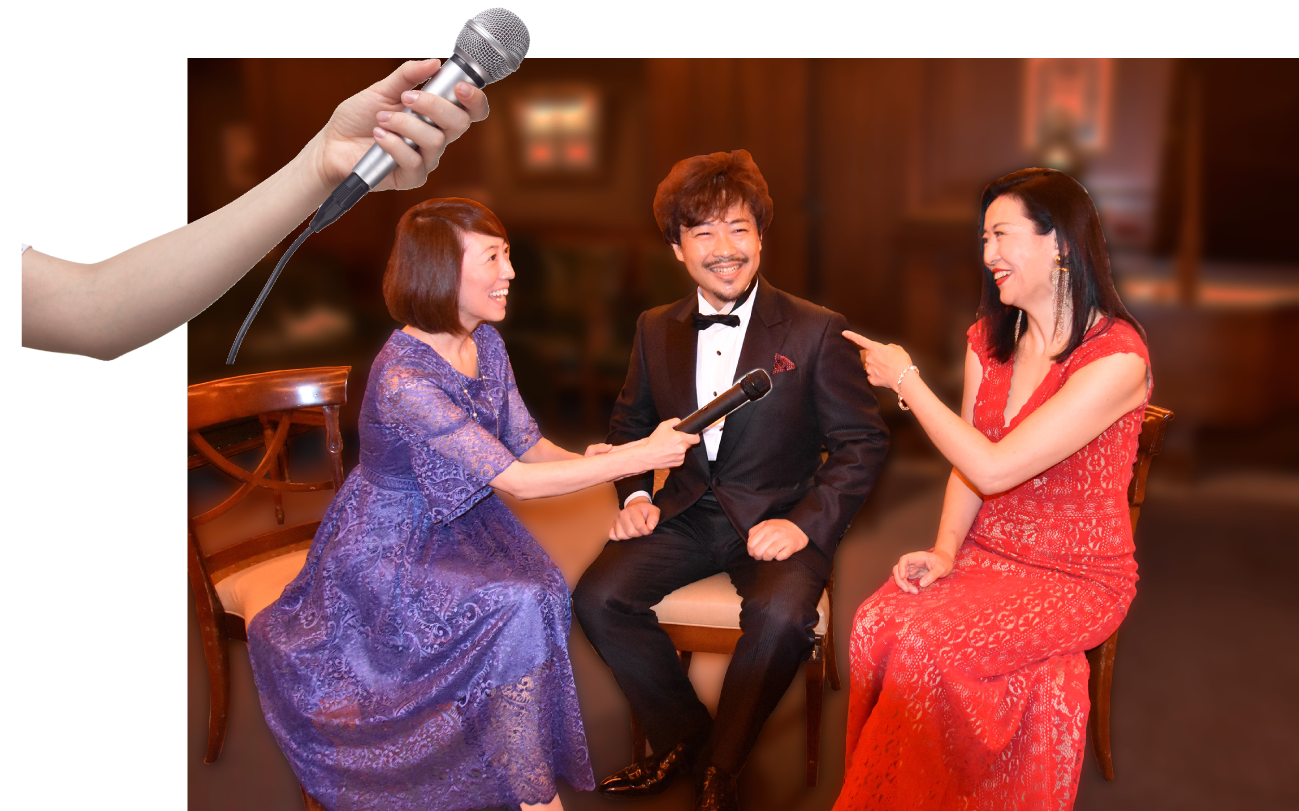 オペラ歌手をインタビューしているところ